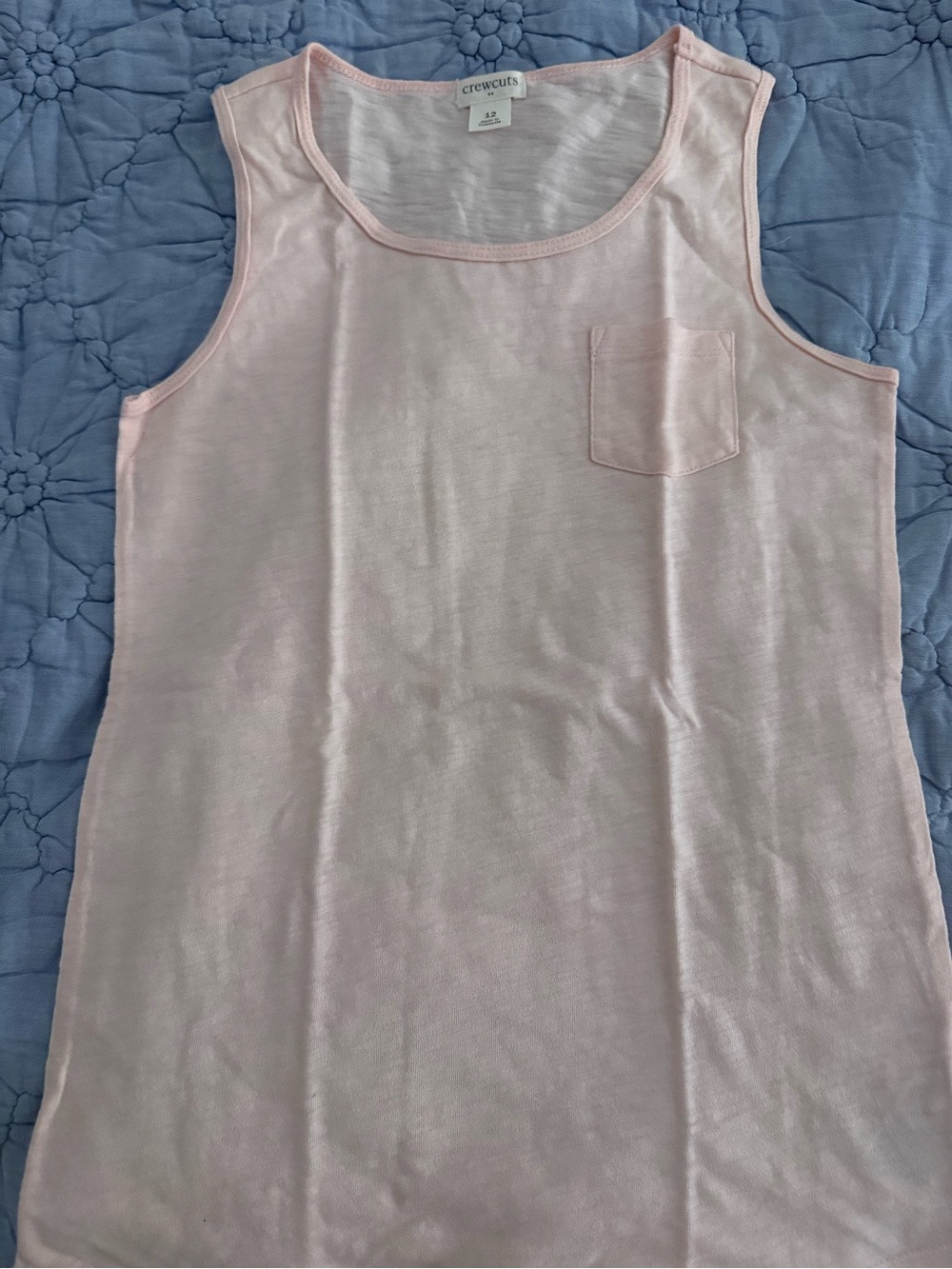 Crewcuts Pale Pink Tank Top with Chest Pocket